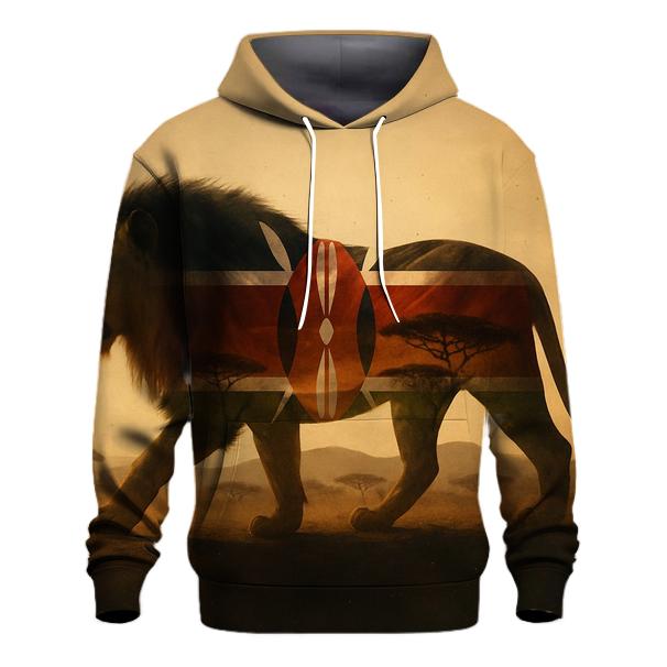 Savanna Lion Overlay Kenya designer hoodies