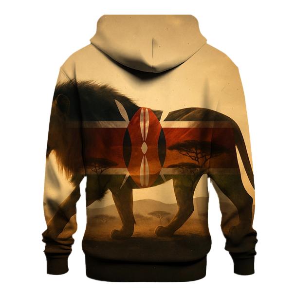 Savanna Lion Overlay Kenya designer hoodies