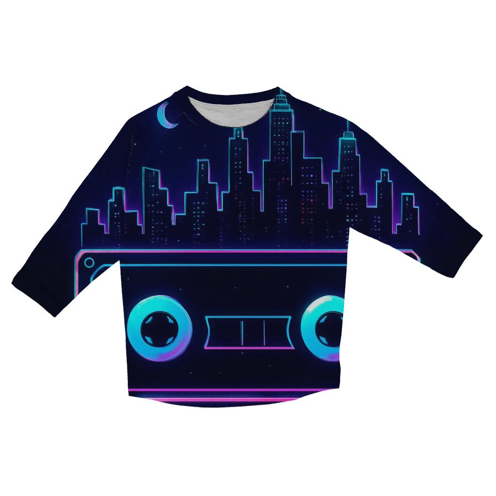 Neon Mixtape Skyline casual three quarter sleeve shirts