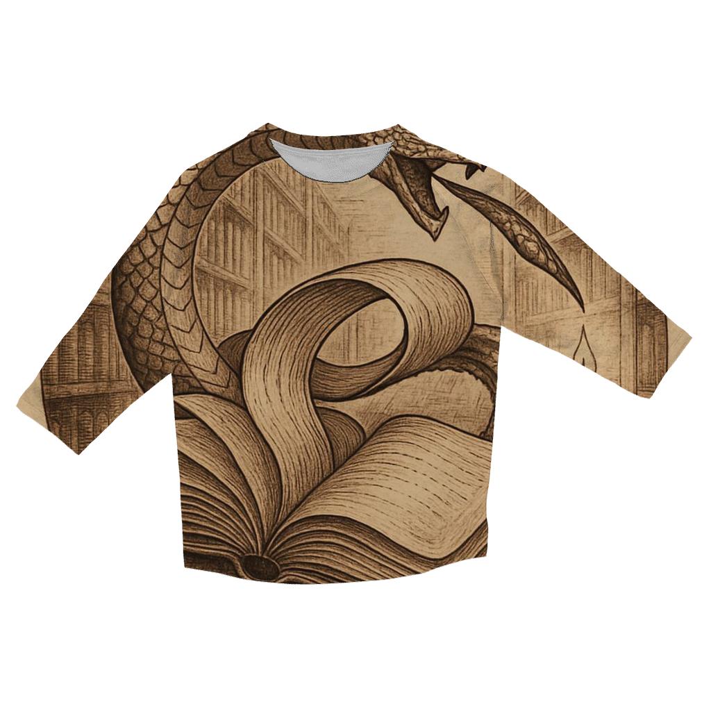 Library Of Rewound Pages Ouroboros printed three quarter sleeve shirts