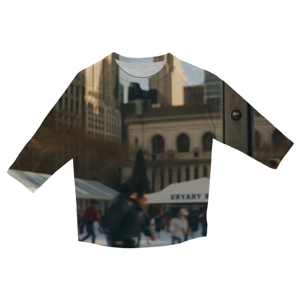 Midtown Reflections In A Bryant Park Ice Rink Window personalized 3/4 sleeve tees
