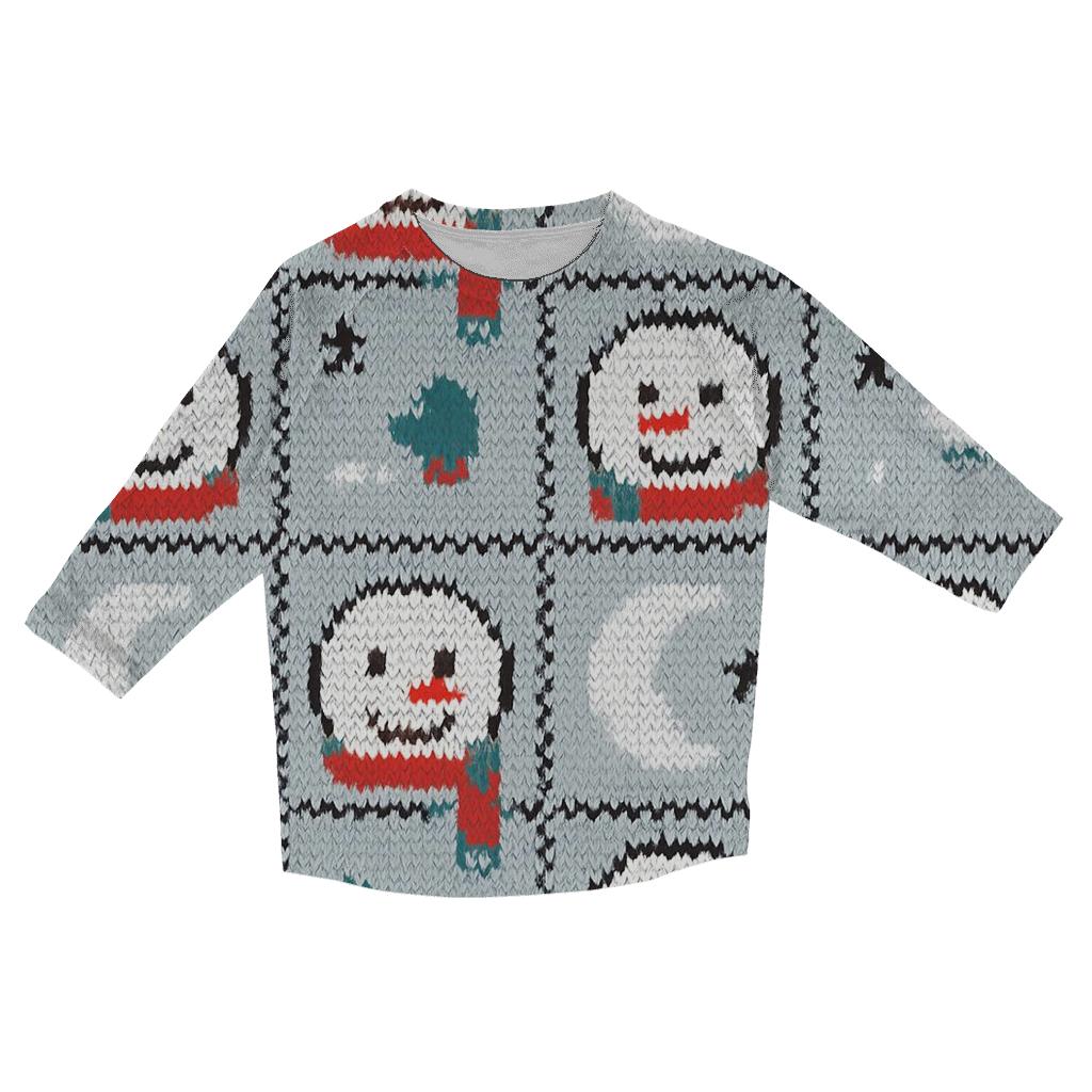 Snowman Moonlight Checker Design custom 3/4 sleeve shirts