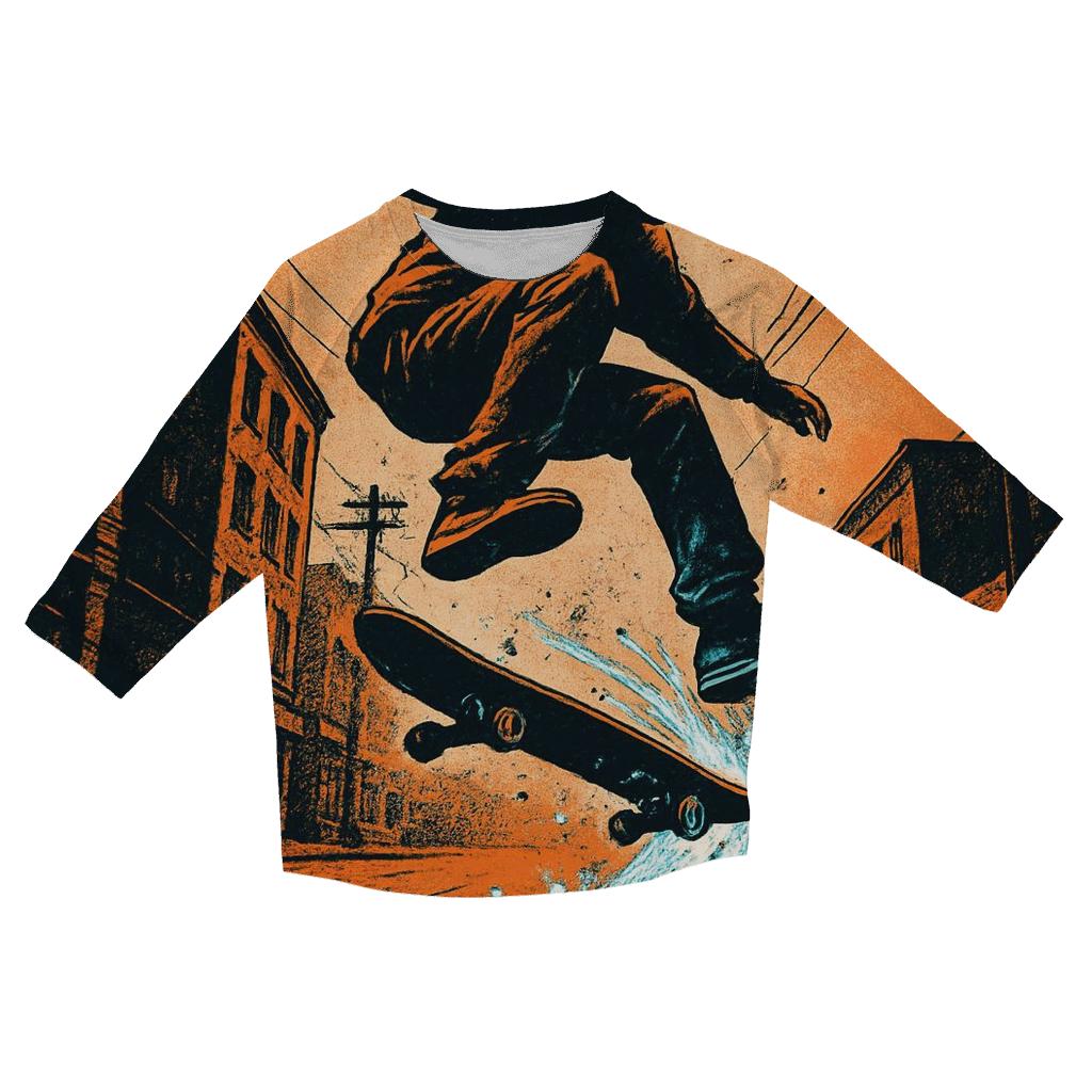Meteor Trail Skateboarding Kickflip designer 3/4 sleeve blouses