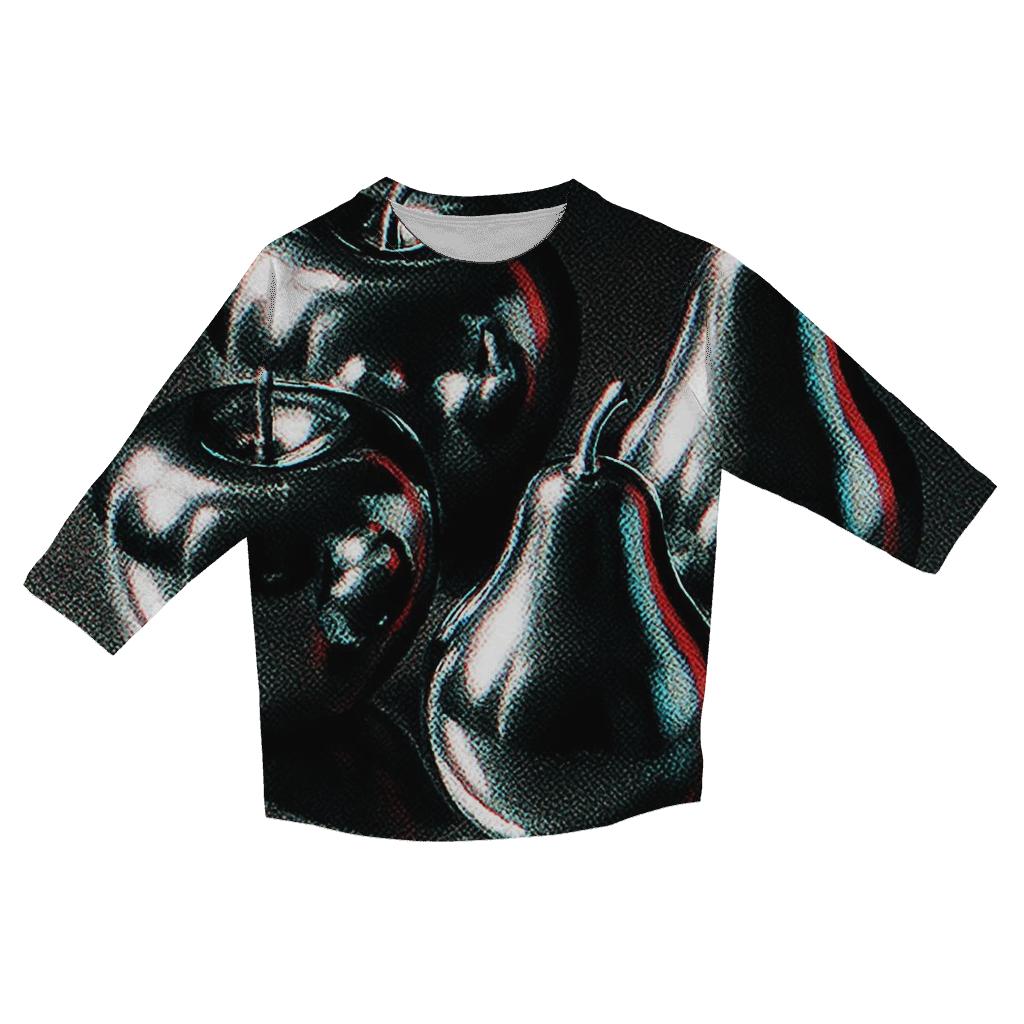 Chrome Fruit Still Life With Glitch Halftone stylish quarter sleeve tops