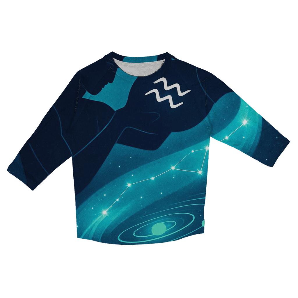 Aquarius Water Bearer Orbit Pour fashion 3/4 sleeve shirts