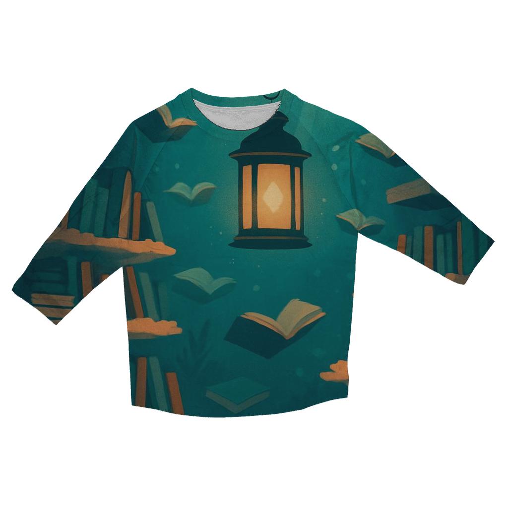 Underwater Lantern Library Scene cotton quarter sleeve shirts