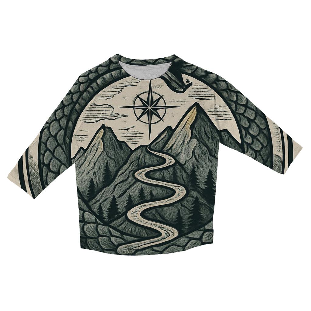 Mountain Switchback Ouroboros casual three quarter sleeve shirts