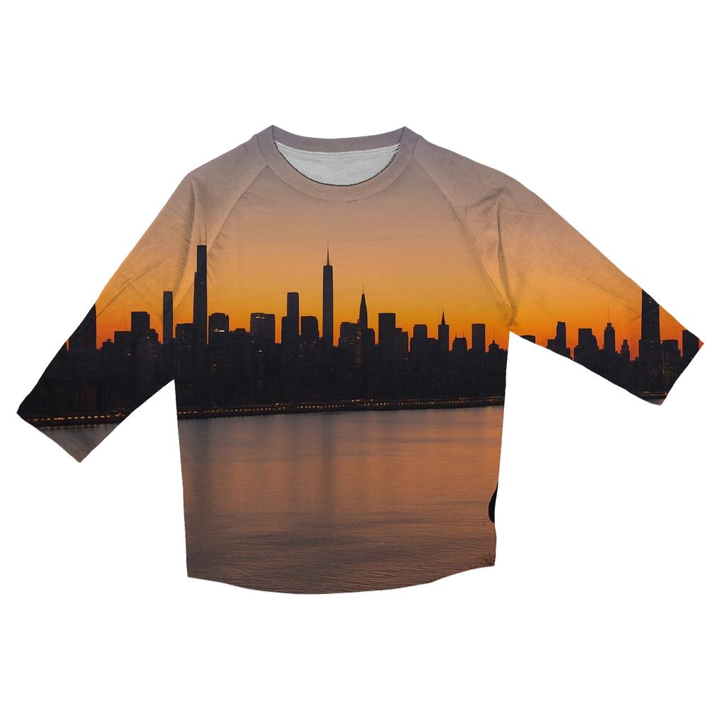 Sunset Over New Jersey Palisades With Manhattan In Profile trendy 3/4 sleeve tops