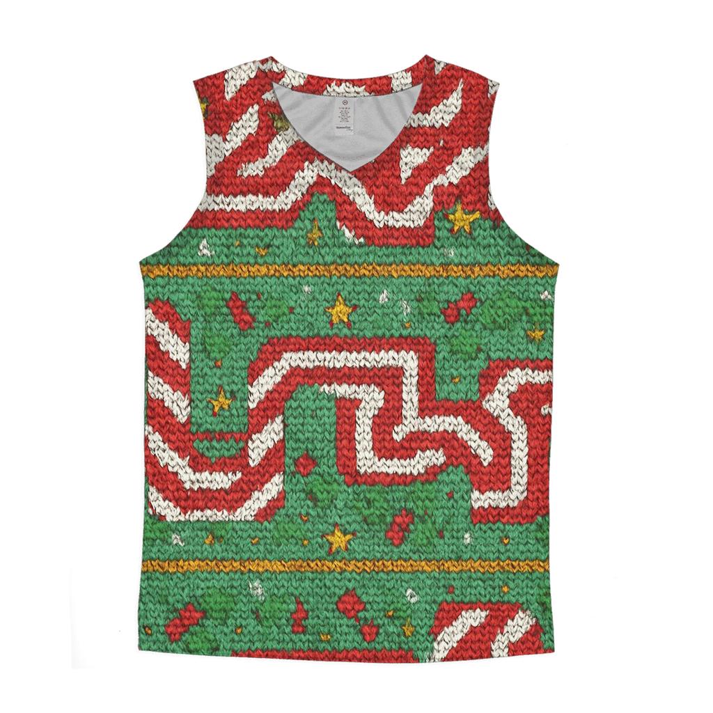 Candy Cane Warp Stripe Maze Design sports performance tank tops