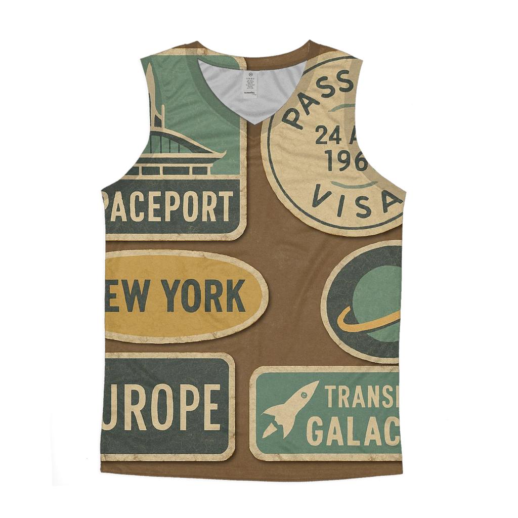 Vintage Spaceport Luggage Sticker Set sports performance tank tops