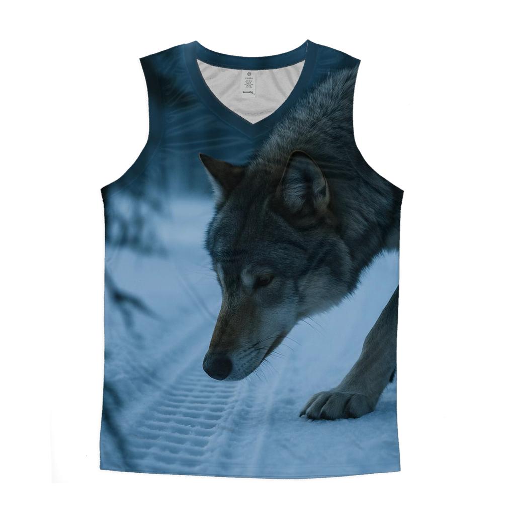 Snowmobile Track Investigation In Boreal Dawn designer workout tanks