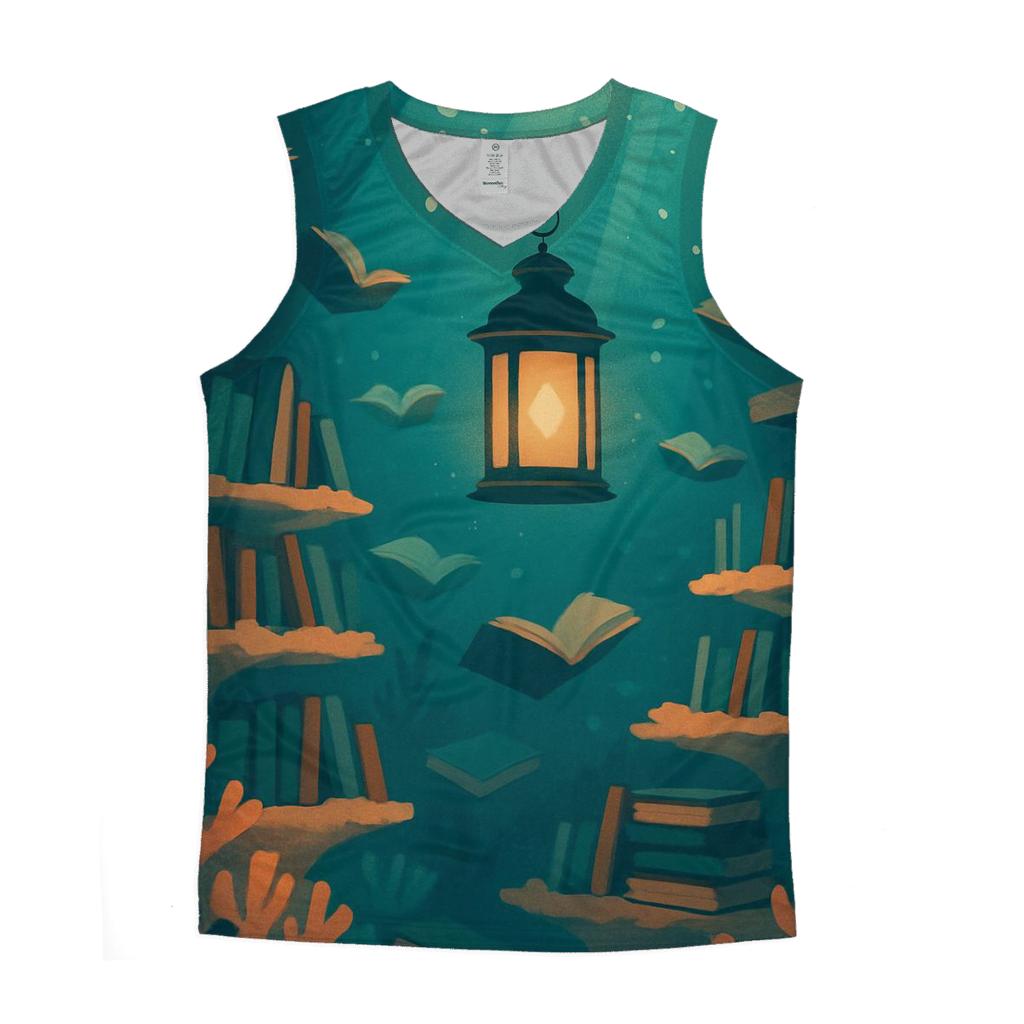 Underwater Lantern Library Scene casual summer tank tops