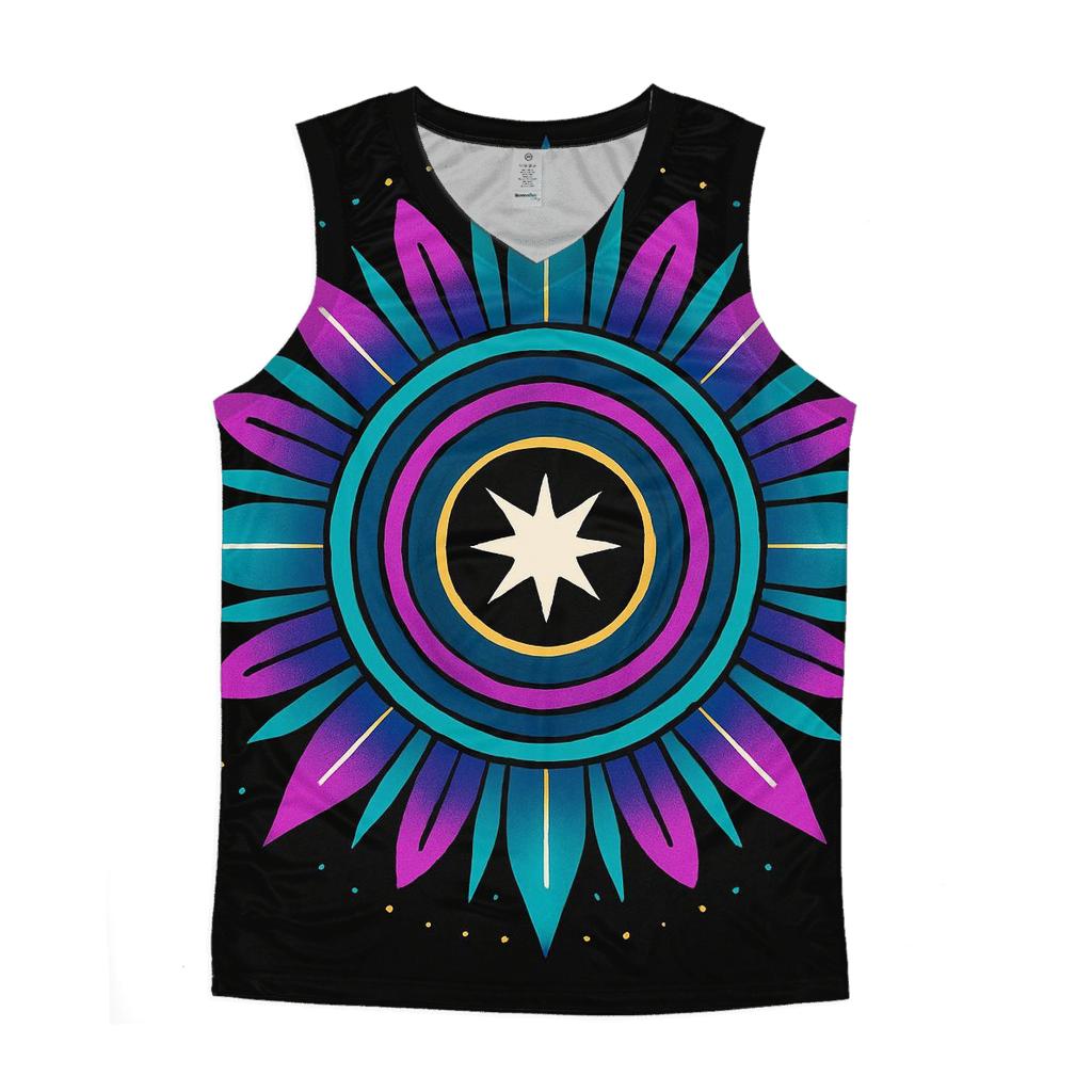 Mandala Sunburst Pulsar Rings graphic print tank tops
