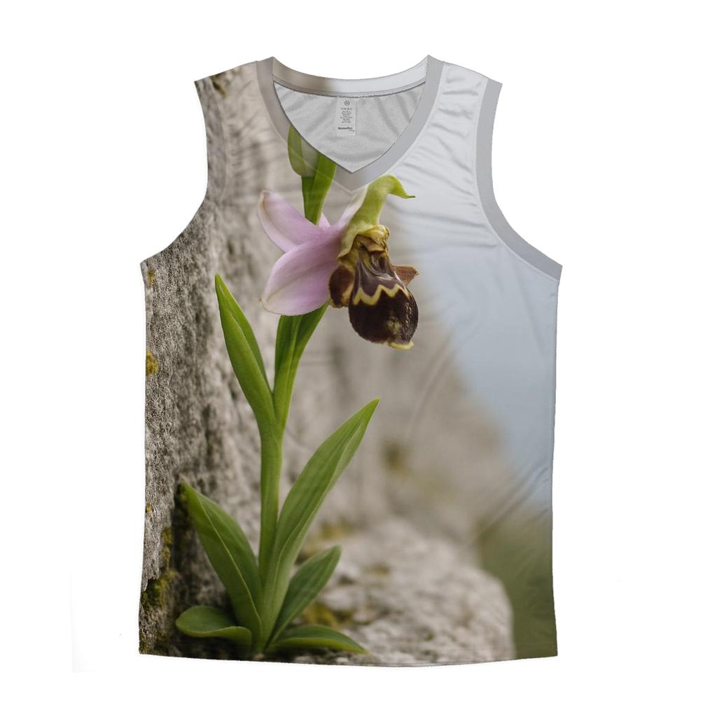 Wild Orchid On Limestone Cliff With Sea Mist casual summer tank tops