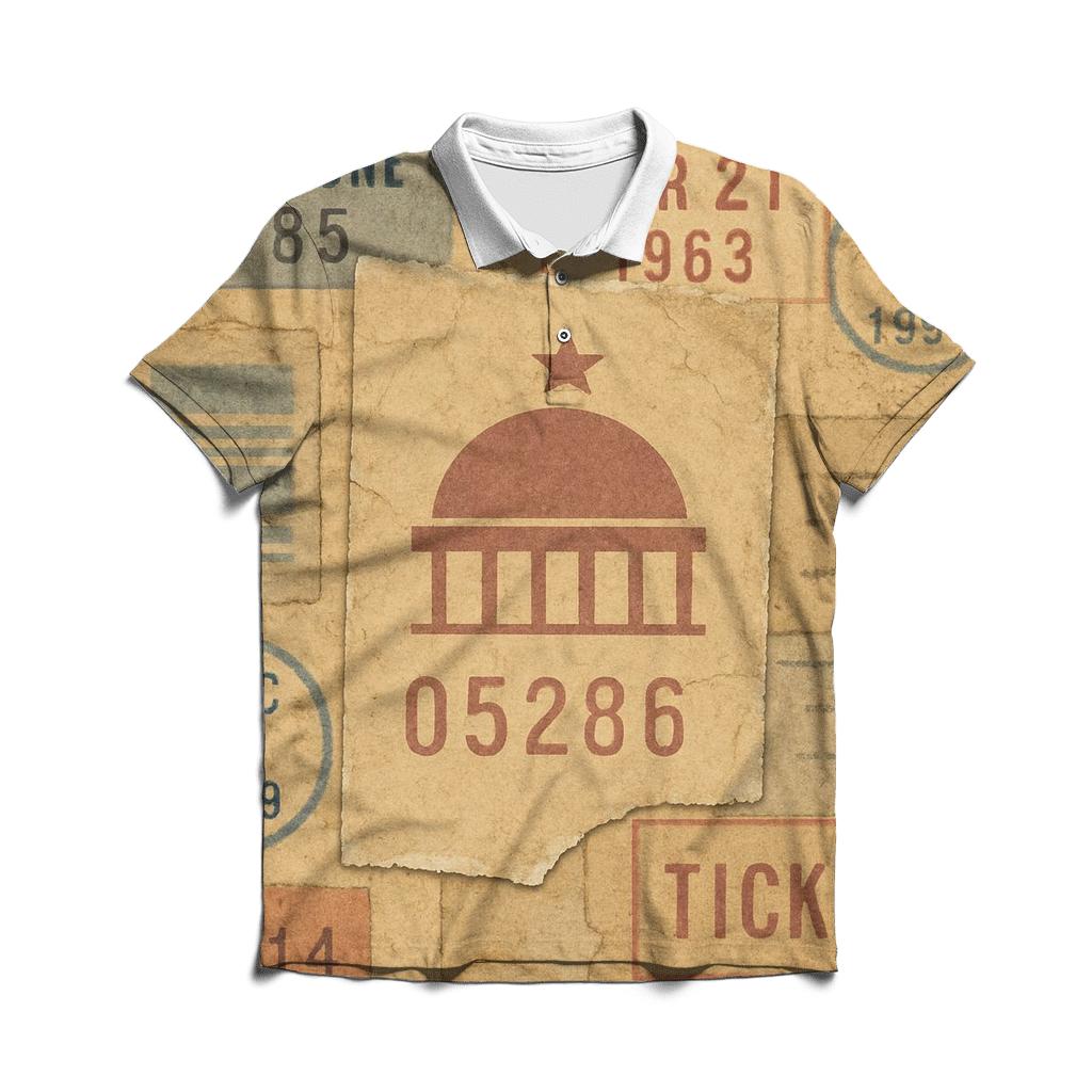 Aged Planetarium Ticket Stub Collage casual sports polo shirts