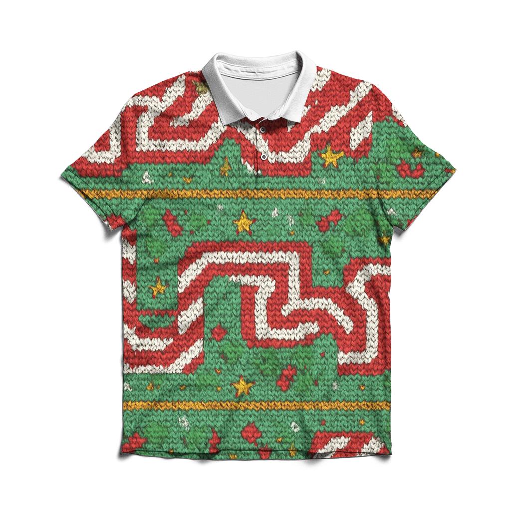 Candy Cane Warp Stripe Maze Design branded logo polo shirts