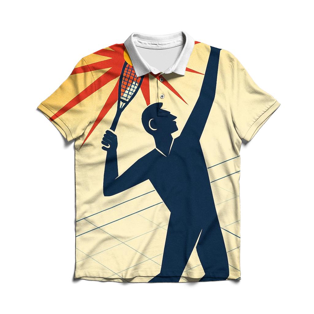 Solar Flare Tennis Serve Geometry embroidered polo tops