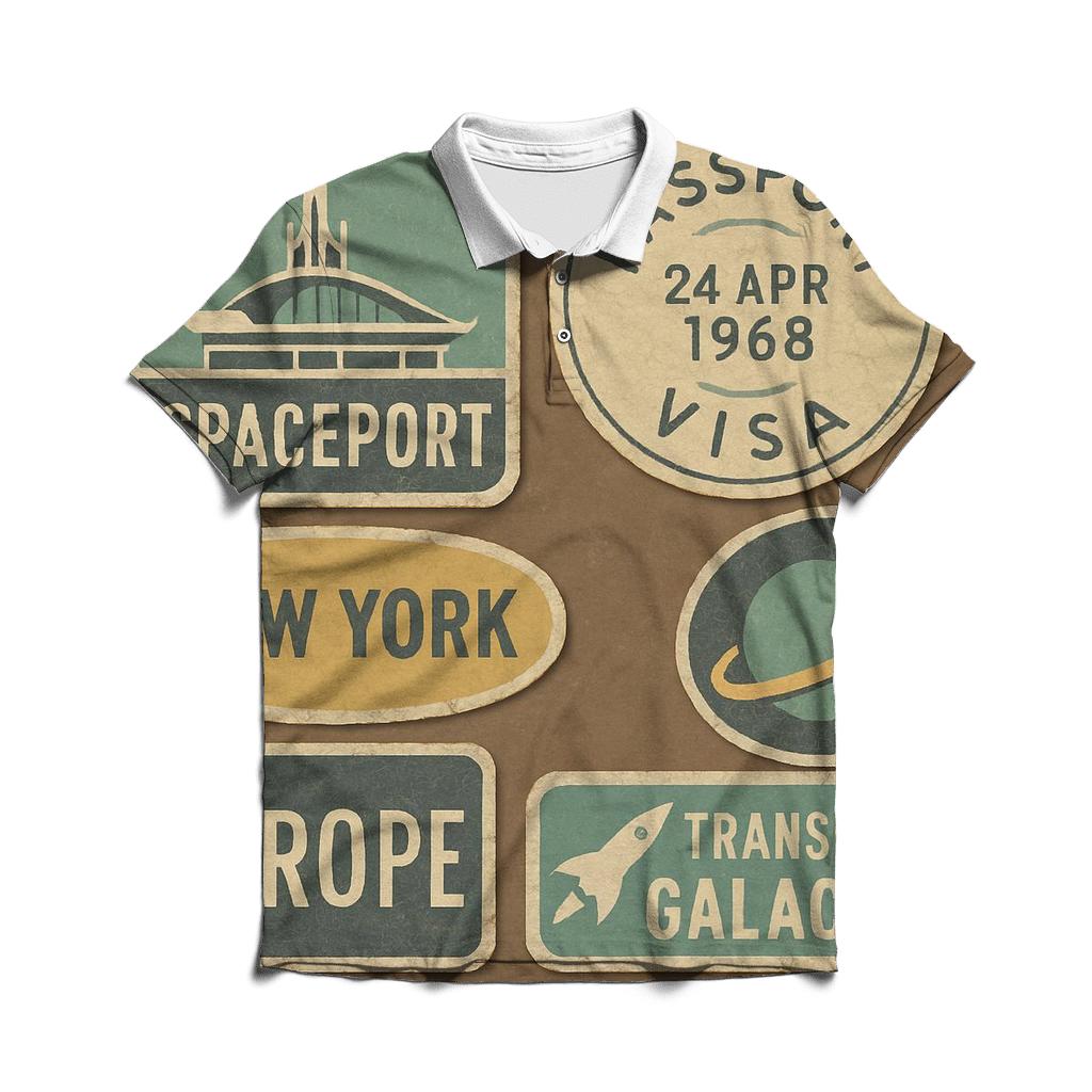 Vintage Spaceport Luggage Sticker Set personalized polo shirts