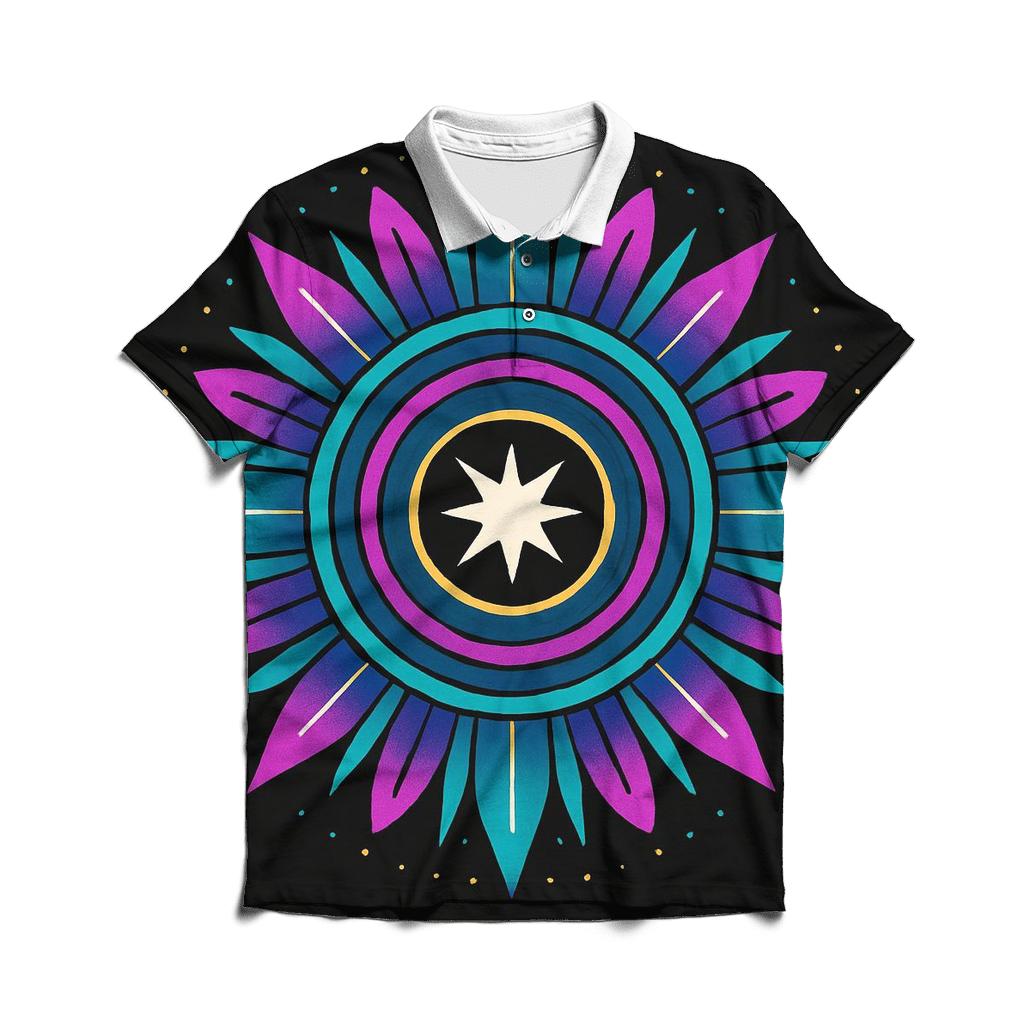 Mandala Sunburst Pulsar Rings designer slim fit polos