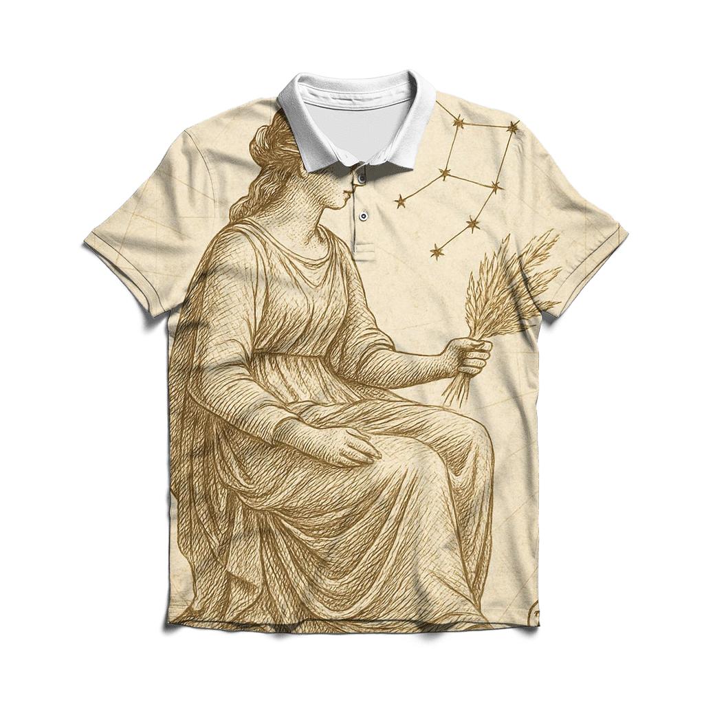 Virgo Sheaf Of Wheat Celestial Engraving personalized polo shirts