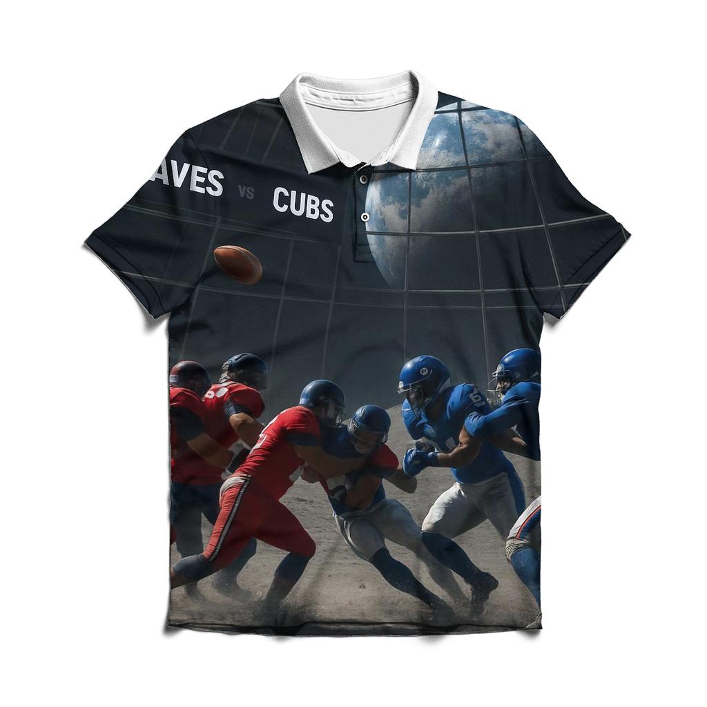 Starlit Lunar Dome Match Braves Versus Cubs branded logo polo shirts