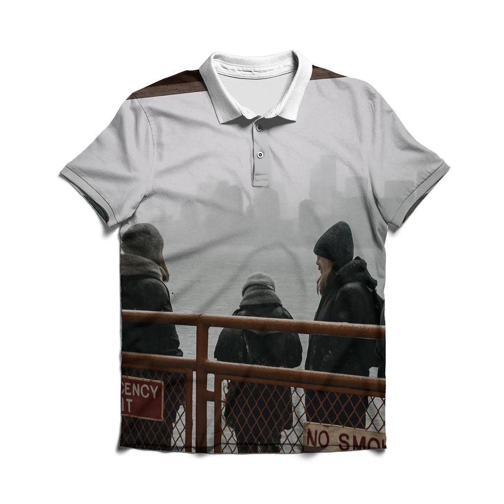 Snow Squall From A Staten Island Ferry Deck branded logo polo shirts