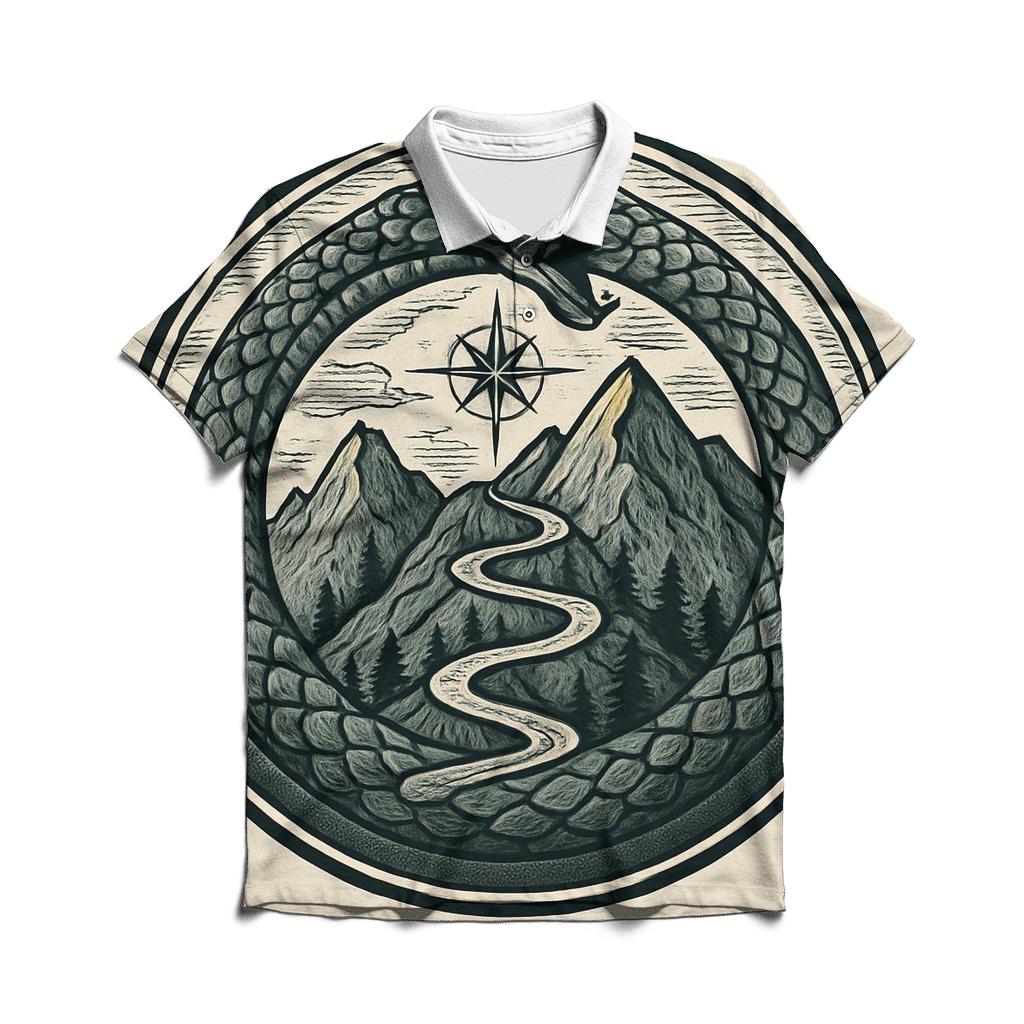Mountain Switchback Ouroboros premium cotton polo shirts