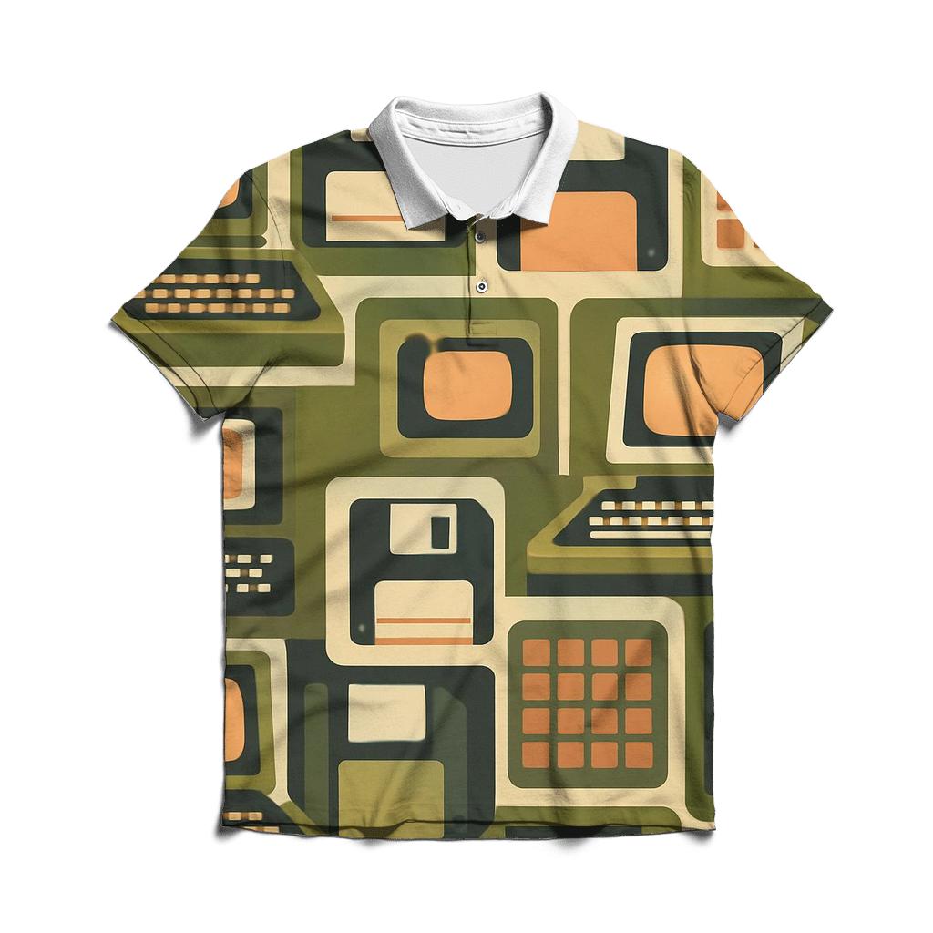 Retro Computer Terminal Blocks embroidered polo tops