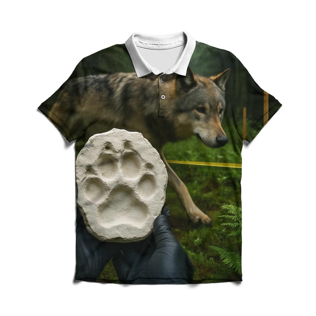Forest Regeneration Plot With Wolf Track Cast branded logo polo shirts