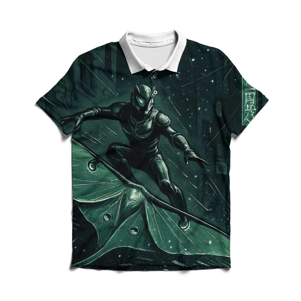 Shattered Mirror Moth Rider casual sports polo shirts