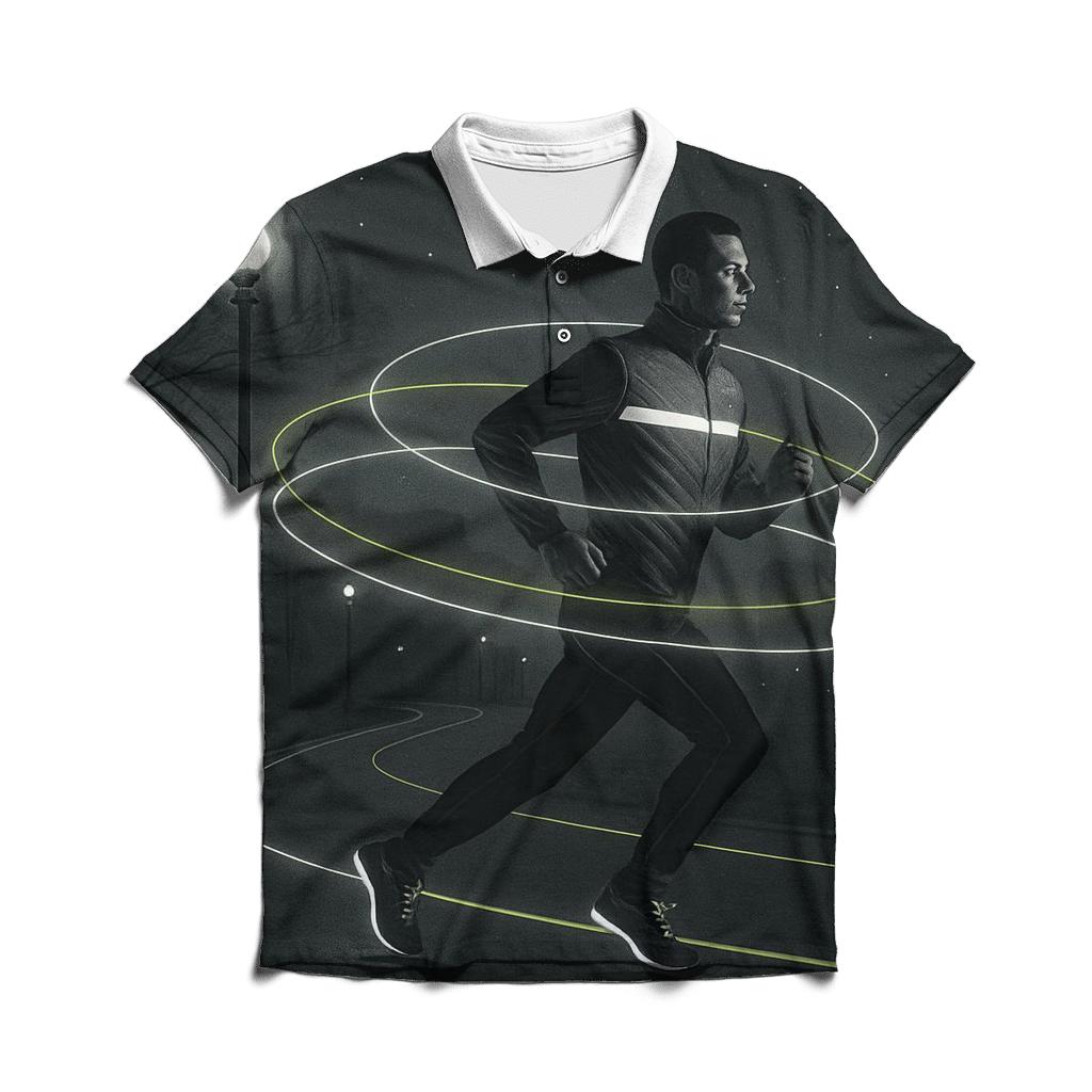 Orbit Path Marathon Night Run branded logo polo shirts