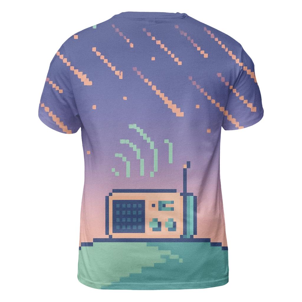 Pixel Radio Meteor Shower vibrant all-over design tees