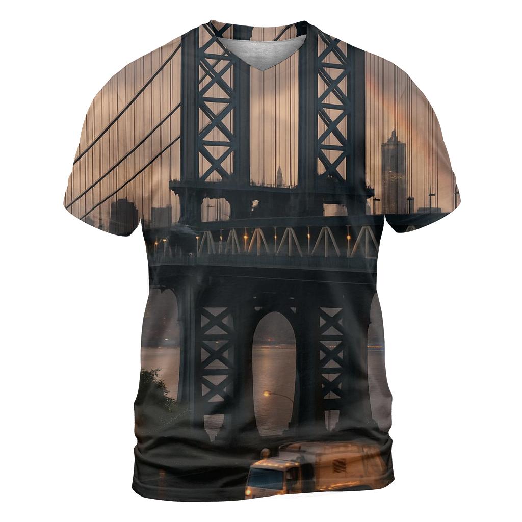 Storm Light Over The Manhattan Bridge vibrant all-over design tees