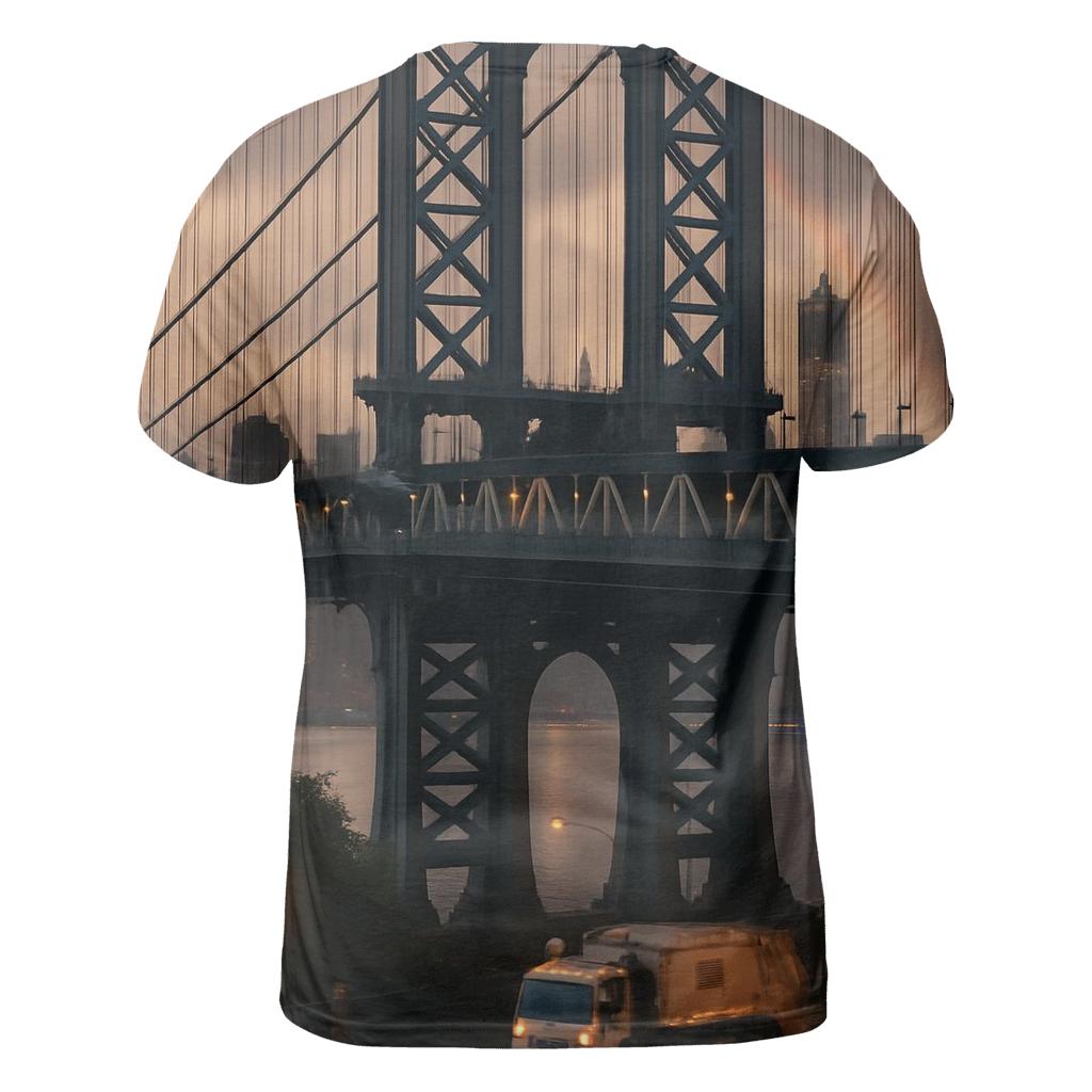 Storm Light Over The Manhattan Bridge vibrant all-over design tees
