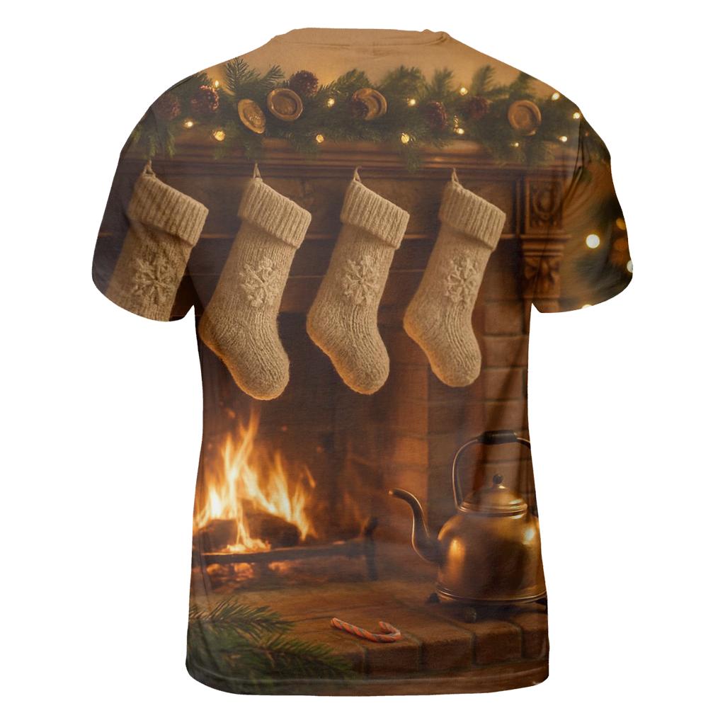 Sugarplum Hearthside Stockings And Silent Snow trendy printed shirt styles