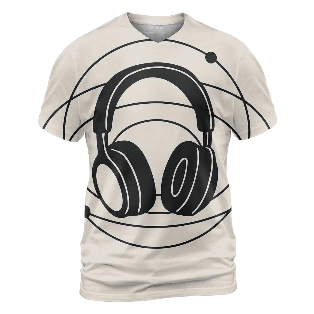 Headphones Orbit Diagram artistic all-over print tops