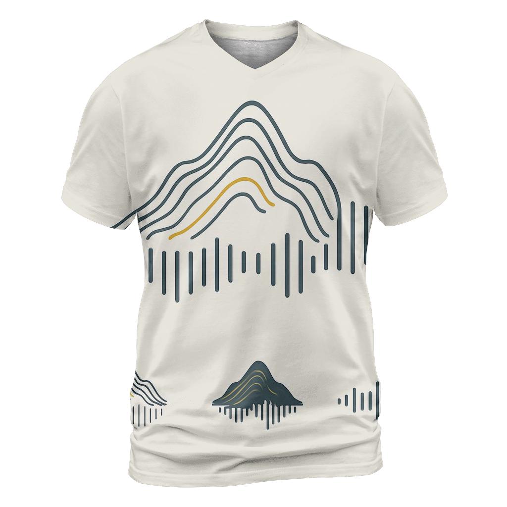 Mountain Topographic Wave Logo System vibrant all-over design tees
