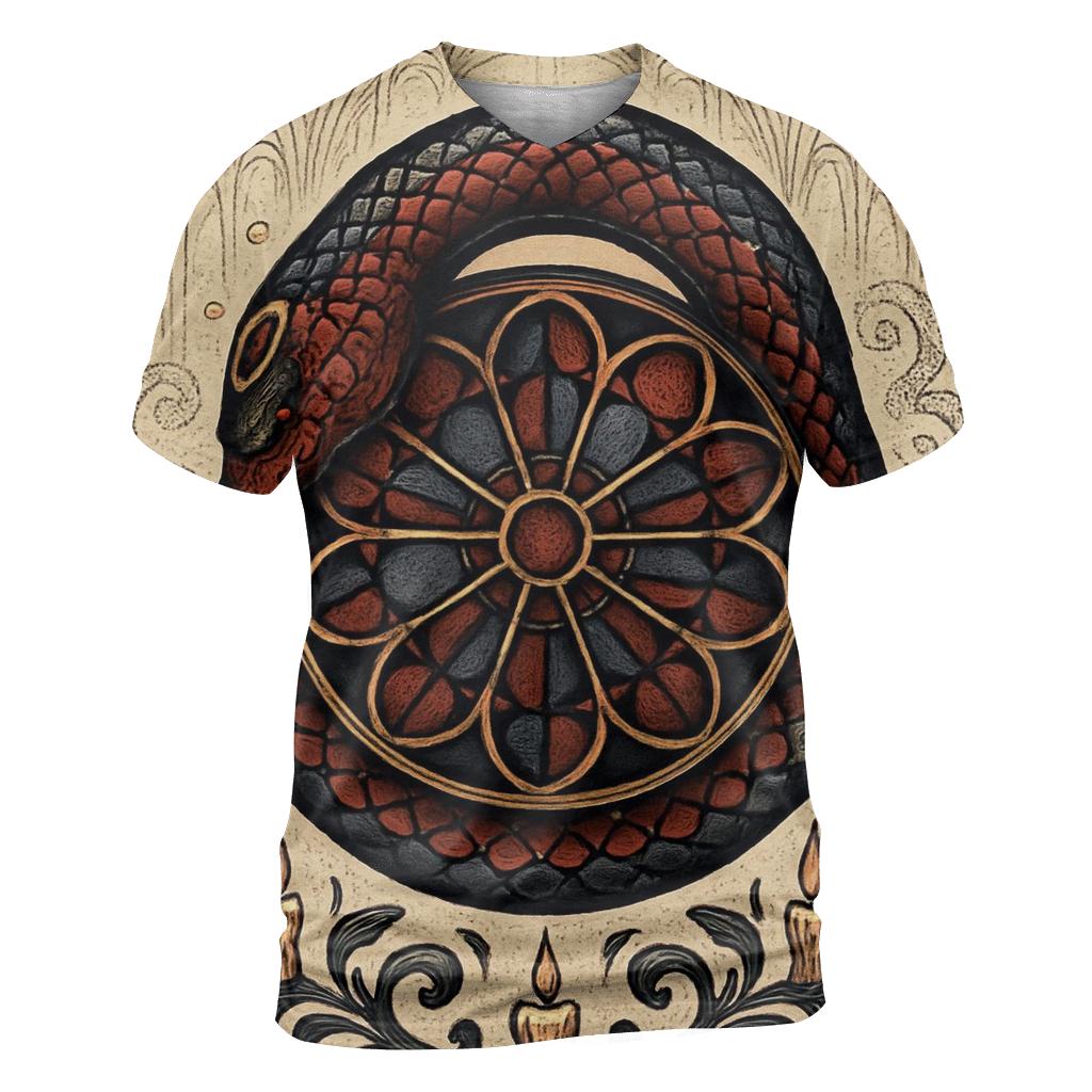 Cathedral Rose Ouroboros artistic all-over print tops