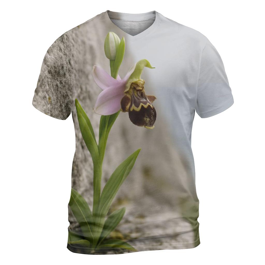 Wild Orchid On Limestone Cliff With Sea Mist artistic all-over print tops