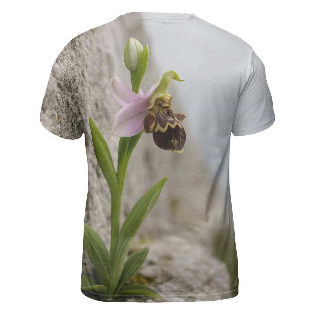 Wild Orchid On Limestone Cliff With Sea Mist artistic all-over print tops