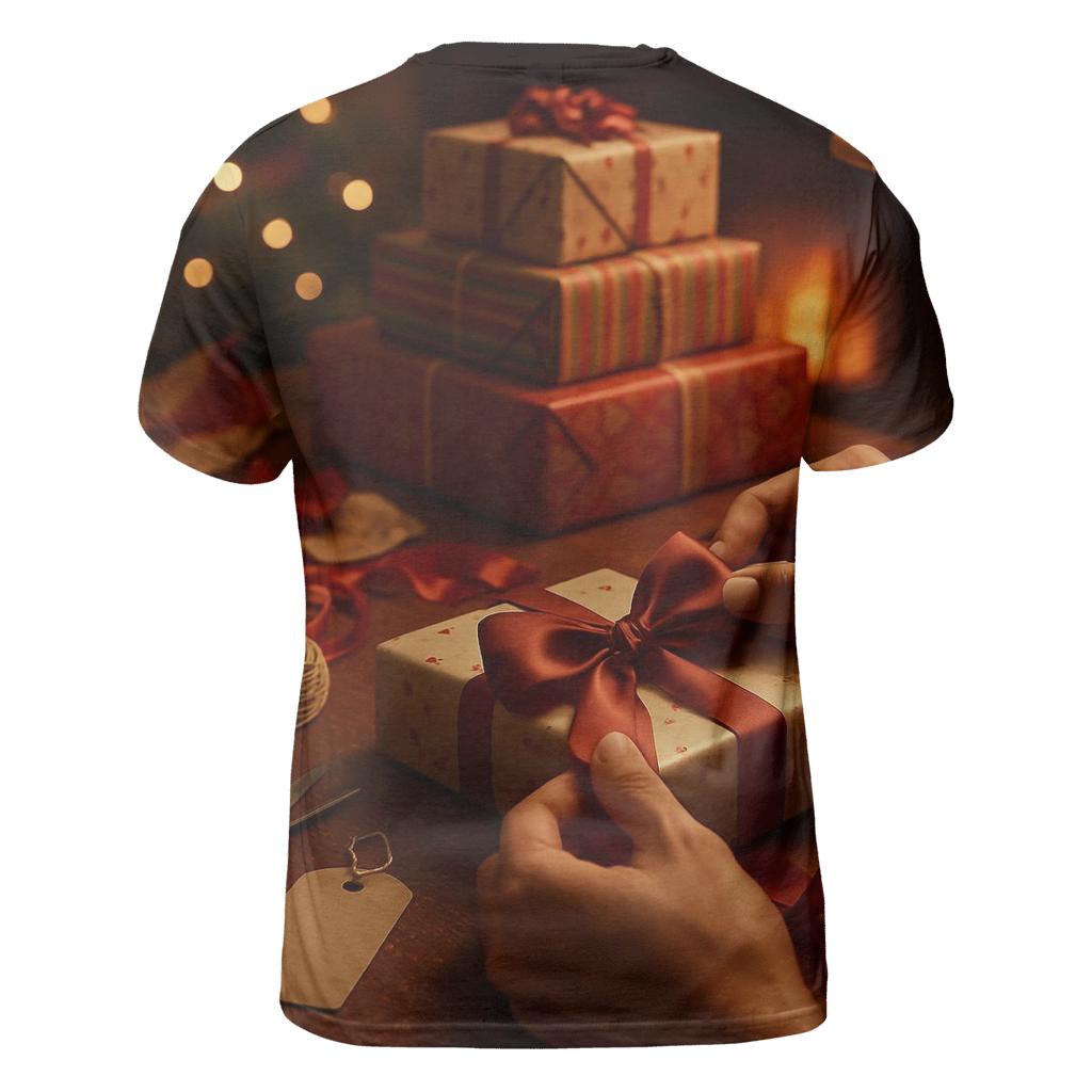 Wrapping Table Chaos In Soft Firelight statement graphic shirts