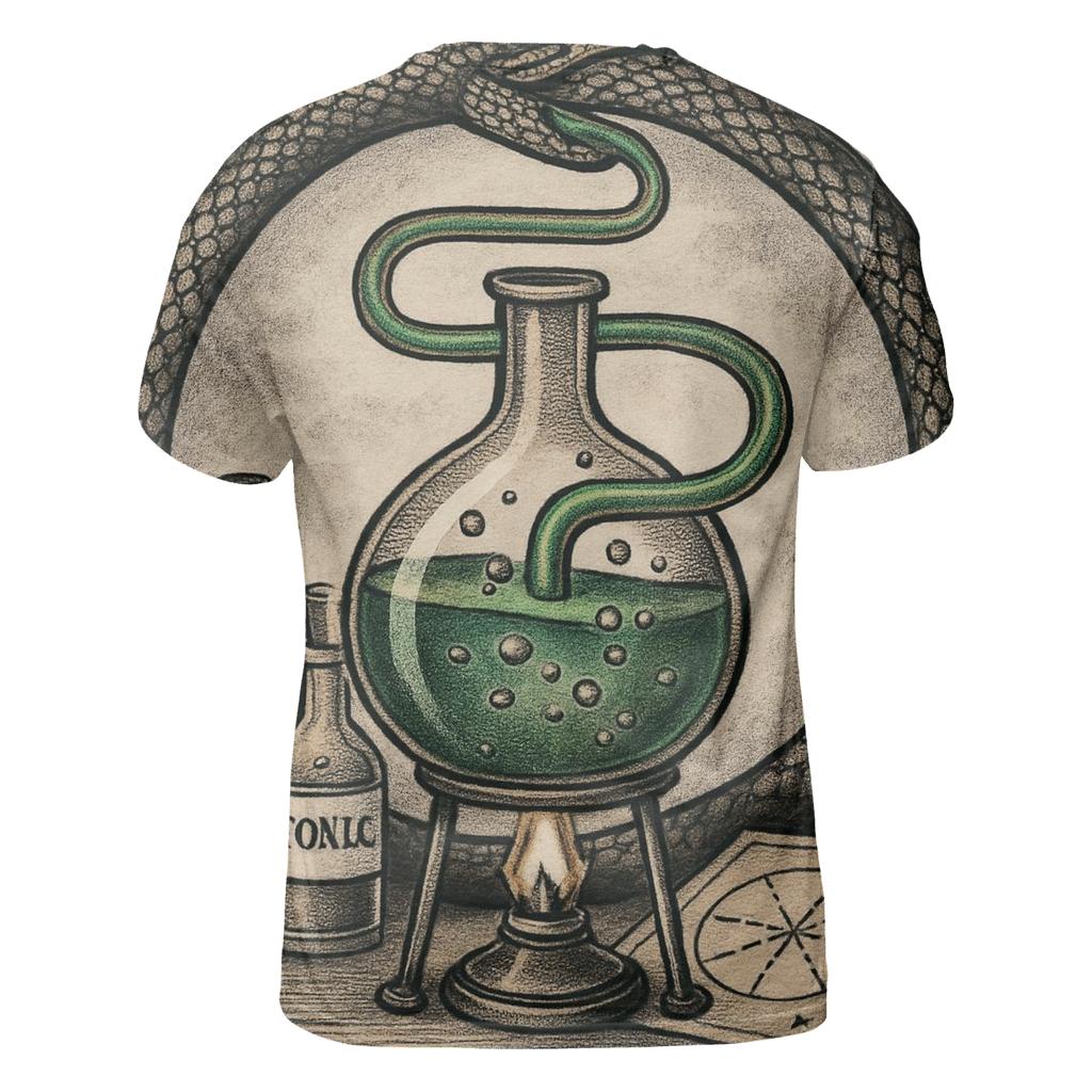 Alchemy Vessel Ouroboros Distillation artistic all-over print tops