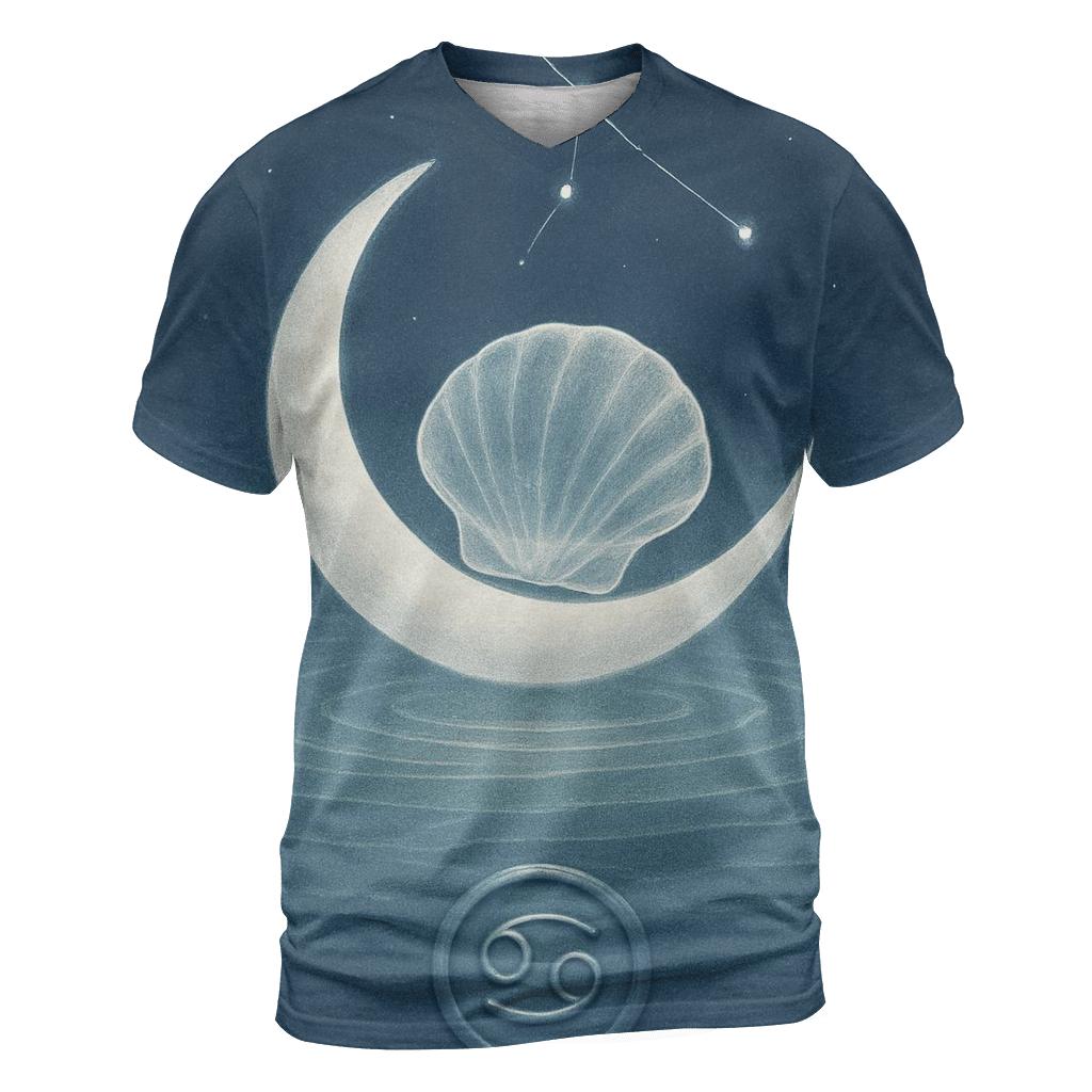 Cancer Crescent Shell Tides Constellation trendy printed shirt styles