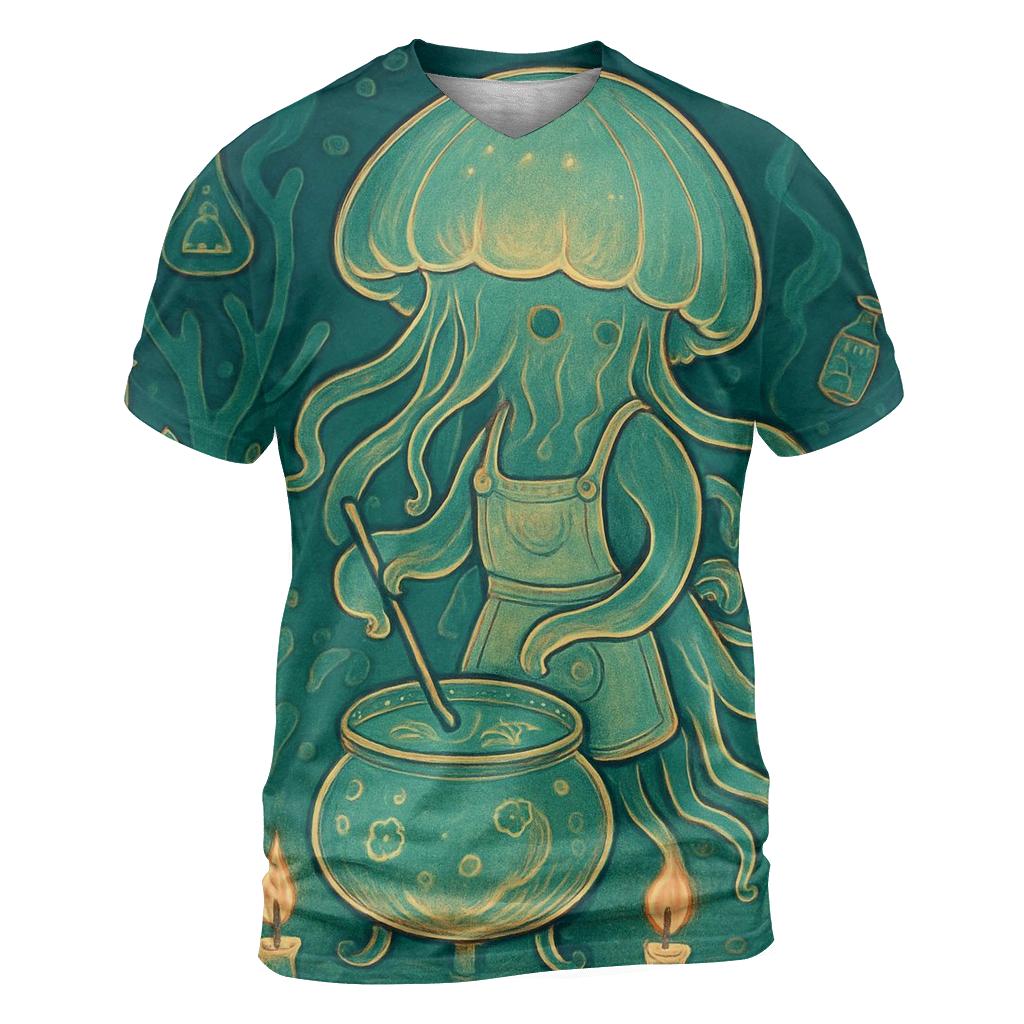 Candlelit Jellyfish Alchemist vibrant all-over design tees