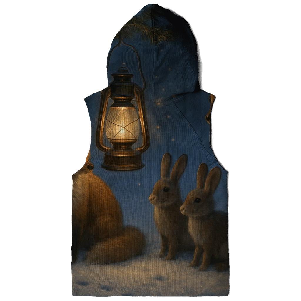 Lantern In A Forest Clearing With Winter Animals hoodie styles