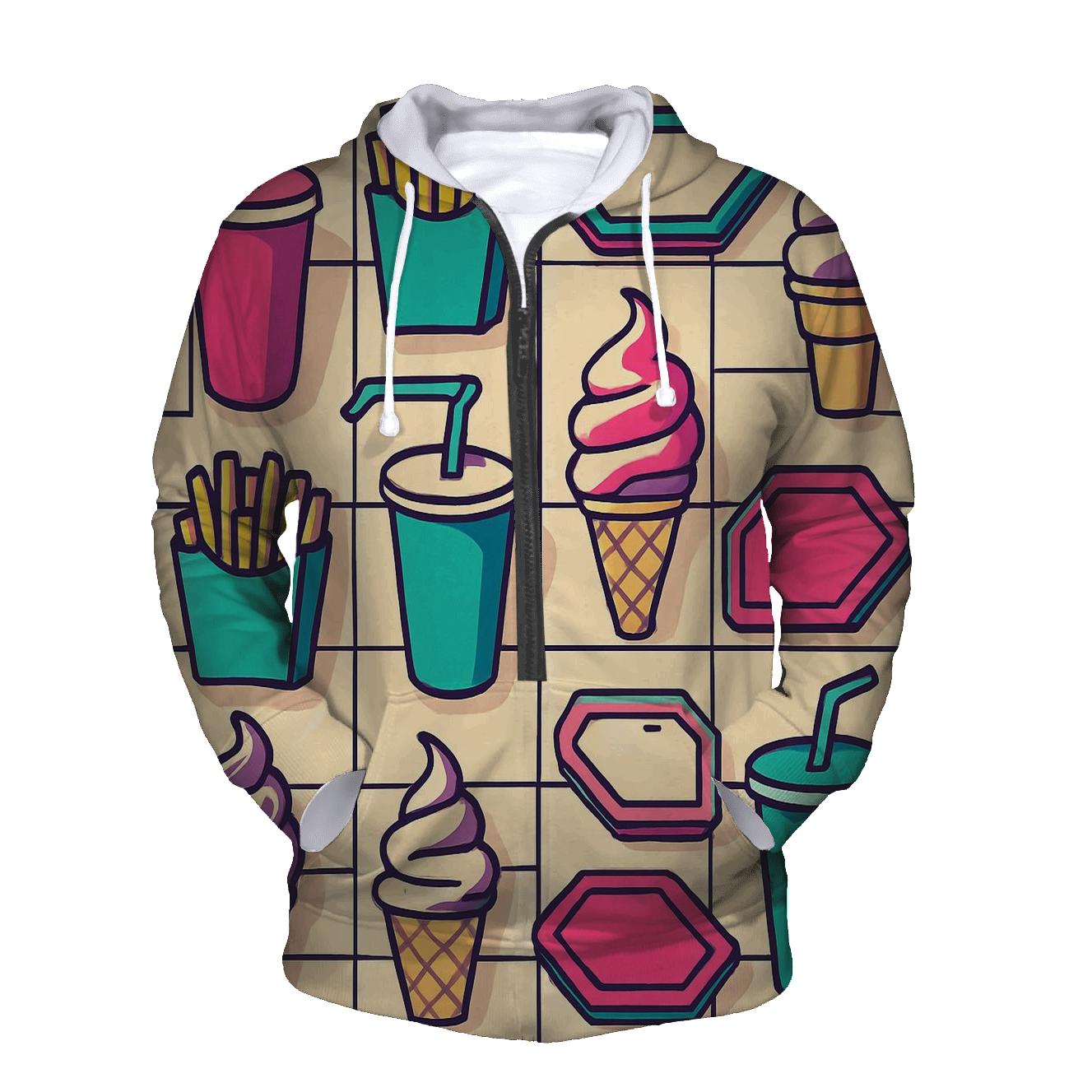 Neon Mall Food Court Pattern custom hoodies