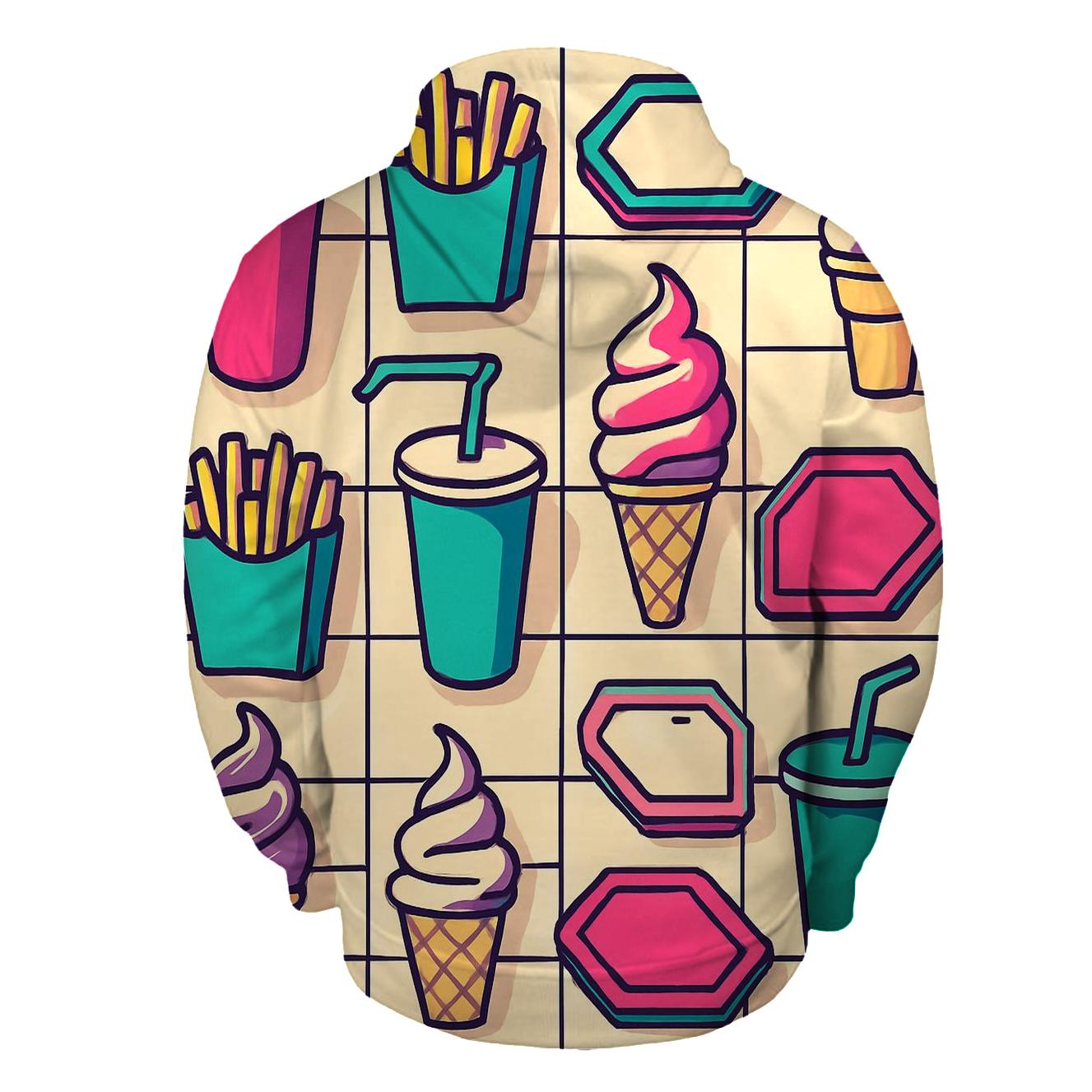 Neon Mall Food Court Pattern custom hoodies