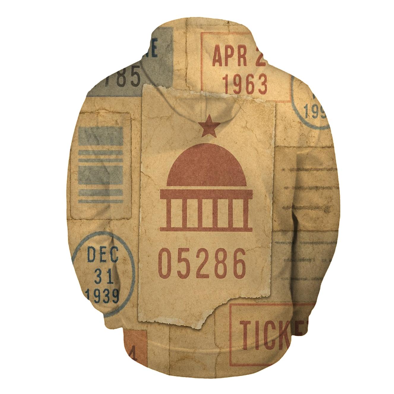 Aged Planetarium Ticket Stub Collage printed hoodies