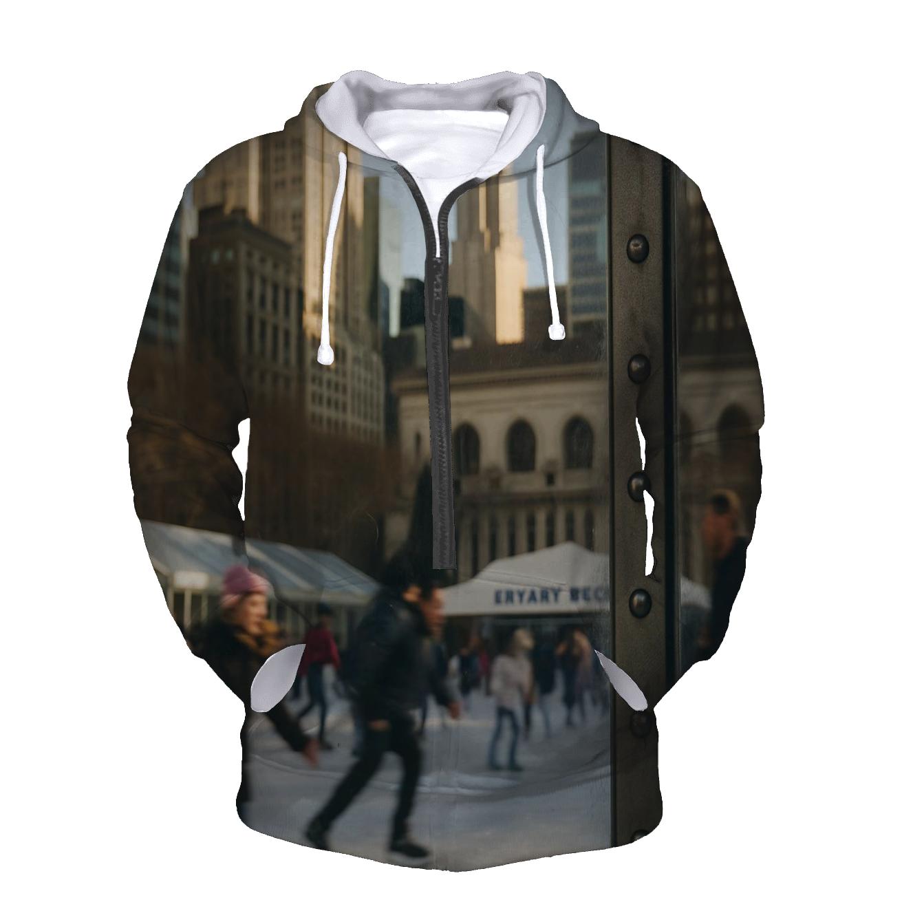 Midtown Reflections In A Bryant Park Ice Rink Window hoodie designs