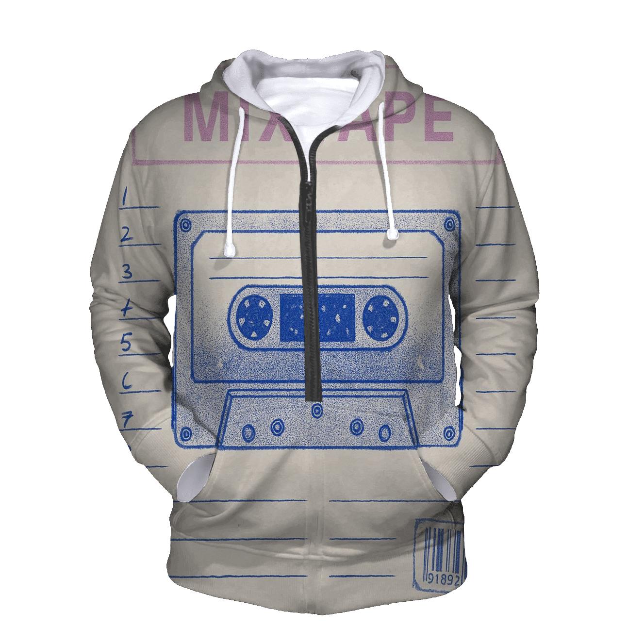 Nineties Cassette Mixtape Starfield Sleeve embroidered hoodies